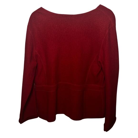 Talbots Jacket VTG Burgundy Red Wool Holiday Office Winter Open Front Pocket XL - Picture 6 of 9